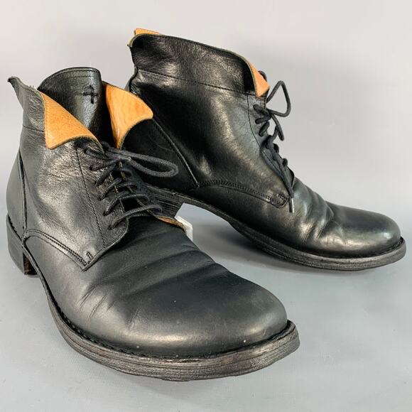 FIORENTINI + BAKER Size 10 Black Leather Lace-Up Ankle Boots - Picture 1 of 8